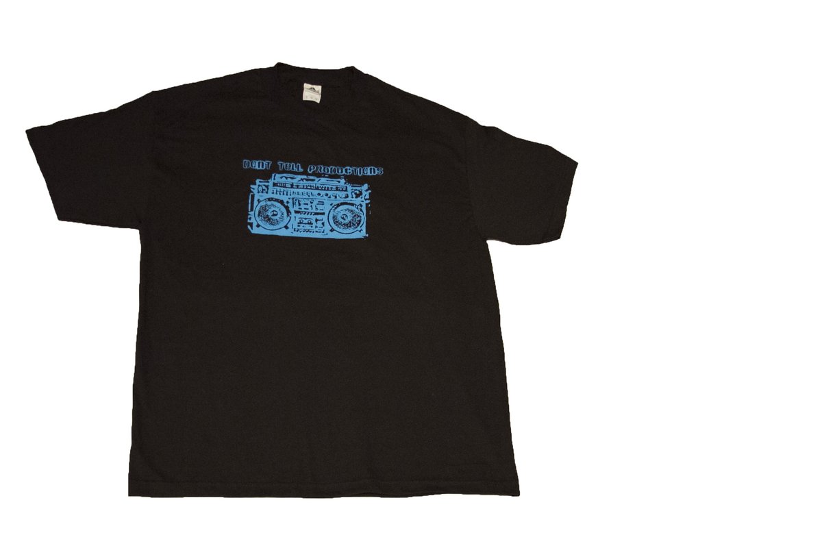 Don't Tell Productions Boombox Tee — Blue Print on Black